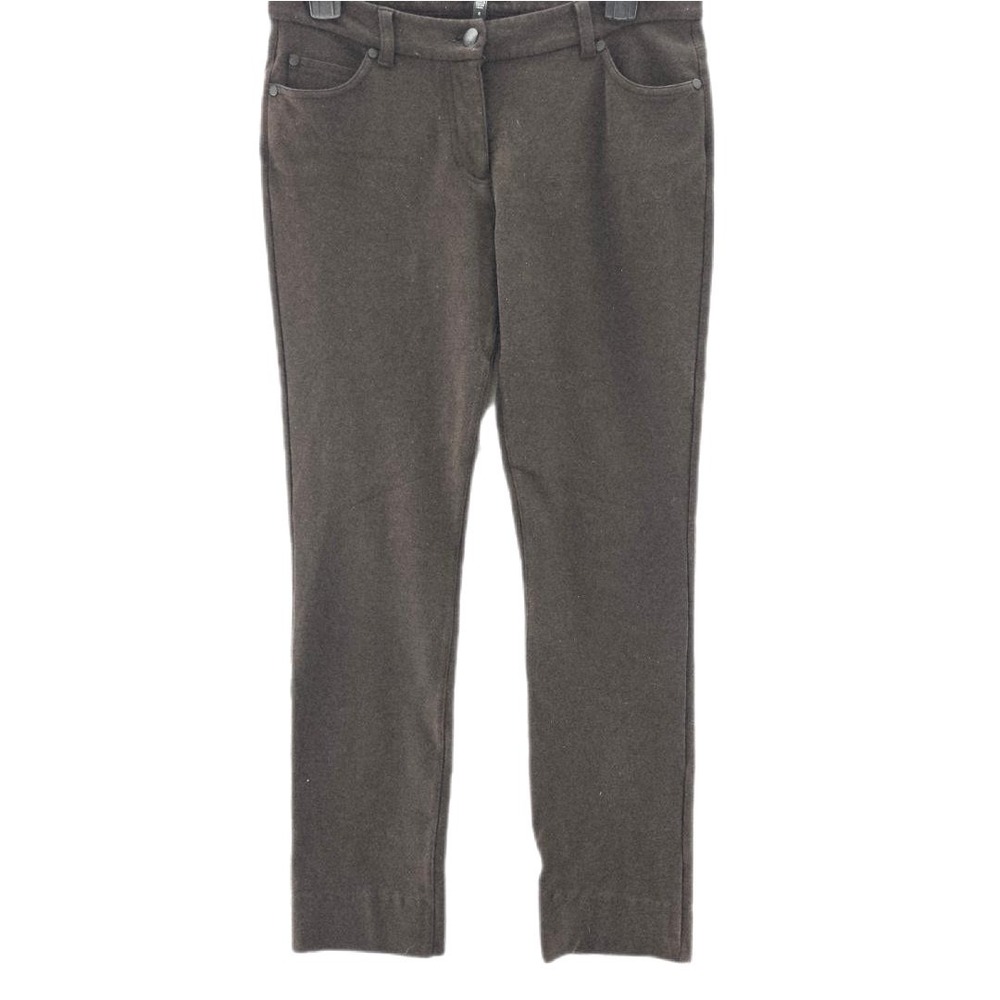 Eileen Fisher Slim Leg Pants Womens 8 Brown Italian Fabric Quiet Luxury Relaxed